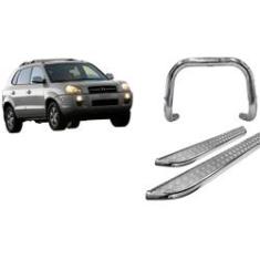 Imagem de Kit Quebra mato+Estribo Chapa CROMADO Tucson até 2016