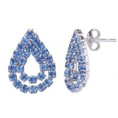 Imagem de Brinco De Gota Dupla Com Critais Azul Claro Folheado A Metalico