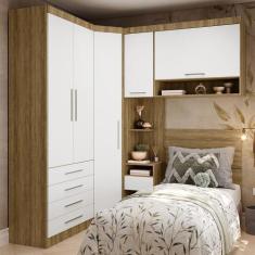 Imagem de Quarto de Canto Solteiro com Guarda Roupas Cabeceira Paris Luciane Móv