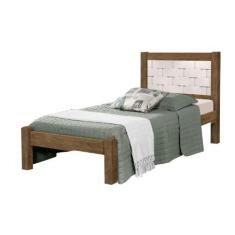 Imagem de Cama Solteiro Laila 100% MDF Jequitibá/ Off White J&A Móveis