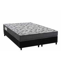 Imagem de Cama Box Queen: Colchão Ortopédico Ortobom D33 Anatômico ISO 100 Ultra Firme + Base CRC Suede Black (158x198)