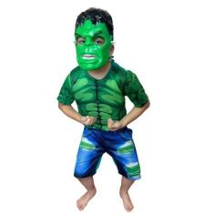 Imagem de Fantasia Infantil Herói Hulk Curto Com Enchimento C/ Máscara - Alicia 