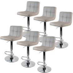 Imagem de Kit 6 Banquetas Gomos para Cozinha 3-35 - Riverside, Nude