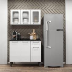 Imagem de Cozinha completa de Aço com Balcão 3 Portas e Armário Aéreo Triplo Multipla Bertolini Branco