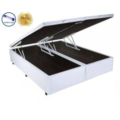 Imagem de Base Box Baú Blindado Queen Bipartido AColchoes Sintético Branco 41x158x198