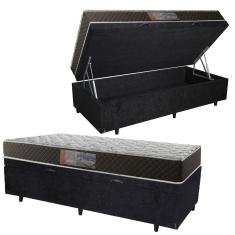Imagem de Cama Box Baú Solteiro Colchão Mola Ensacada Acolchões + Box Suede 61x88x188