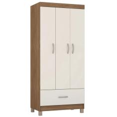 Imagem de Guarda Roupas Solteiro 3 Portas 1 Gaveta Amêndoa/off White Prince Demóbile Amêndoa