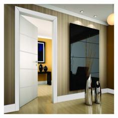 Imagem de Kit Porta De Madeira 210x80cm Frisada Laqueada Direita Molduf