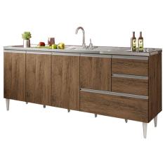 Imagem de Balcão Para Pia De 2,00 Mt Aracaju Com Gavetão Castanho