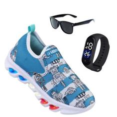 Imagem de Tênis De Led Infantil Masculino Ledstar Calce Facil Robo + Relógio + Ó