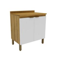 Imagem de Balcão de Cozinha Magnólia com Tampo 2 PT Mel e Branco