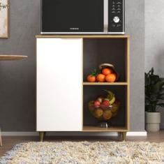 Imagem de Balcão de Cozinha 1194 1 Porta 2 Prateleiras Nogal/Branco - Deibe Móveis