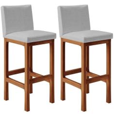 Imagem de Kit 02 Banqueta Alta Para Cozinha Alya L02 Cinza Metalizado