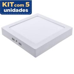 Imagem de Kit Com 5 Plafon Led Sobrepor Quadrado 12W 6500K Leitoso Blumenau