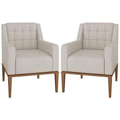 Imagem de Kit 2 Poltronas Decorativas Sala de Estar Madonna Suede Bege - Gran Belo