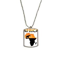Imagem de DIYthinker Colar de aço inoxidável com pingente de identificação de cachorro da Savanna com elefante da vida selvagem da África
