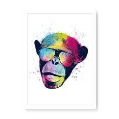 Imagem de Arte Maníacos Quadro Decorativo Macaco Color Fundo  - 23x16,25cm (Moldura em laca )