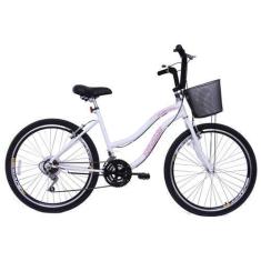 Imagem de Bicicleta Feminina Aro 26 com 18 marchas Beach - Dalannio Bike, Branco
