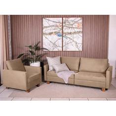 Imagem de Conjunto Sofá 1,60 2 Lugares e Poltrona Plaza Marrom Claro - Straub Web