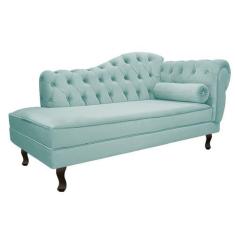 Imagem de Divã Recamier Sofá Juliana 140cm Lado Esquerdo Suede Azul Tiffany Sala