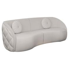 Imagem de Sofá Curvo 318cm 4 Lugares Bipartido Hermon Linho Alto Relevo Off Whit