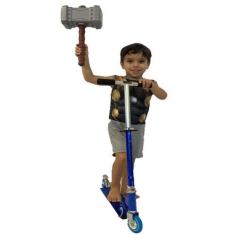 Imagem de Patinete Infantil 2 Roda DmToys Azul + Fantasia Thor Martelo - DM Toys