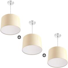 Imagem de Kit 3 Lustres Cupula Pendente Dome 30X20cm Bege
