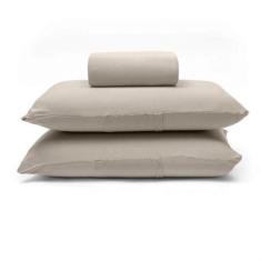 Imagem de Jogo de Cama Buettner Casal Malha Basic Liso 3 Peças Trigo