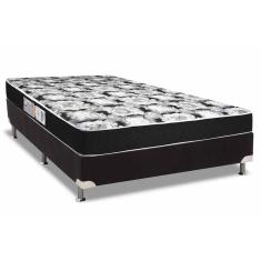 Imagem de Cama Box Casal: Colchão Espuma D33 Luckspuma Supreme Black Pró Saúde Duplo + Base crc Suede Black(138x188)