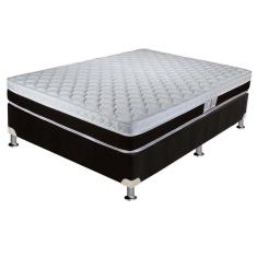 Imagem de Cama Box Casal: Colchão Molas Bonnel Luckspuma Eagle Spring + Base crc Suede Black(138x188)
