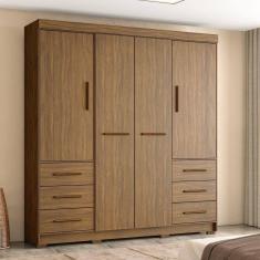 Imagem de Guarda Roupa Casal 4 Portas 6 Gavetas Estrela Marafon Móveis Nogueira