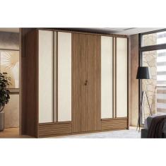 Imagem de Guarda Roupa Casal 6 Portas e 3 Gavetas Democrata jatoba/Areia - Santos Andirá