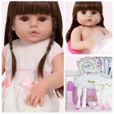 Imagem de Boneca Reborn Recem Nascida 46cm Completa Com Acessórios - Cegonha Reb