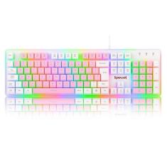 Imagem de Teclado Gamer Membrana Redragon Rgb Dyaus 2 Rosa Com Branco