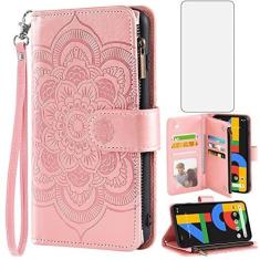 Imagem de Asuwish Capa de telefone para Google Pixel 4a 4G capa carteira com protetor de tela de vidro temperado e flor de couro flip porta-cartão de crédito suporte acessórios celular Pixel4a Pixle a4 5.8 2020