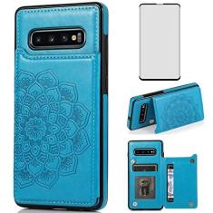 Imagem de Asuwish Compatível com capa para Samsung Galaxy S10 e protetor de tela de vidro temperado, acessórios para porta-cartões, suporte para cartão, capa flip para celular para Glaxay S 10 Edge Gaxaly 10S