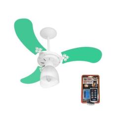Imagem de Ventilador Teto Super Baby Colors 3Pás Mdf Branco/Verde 220V+Controle