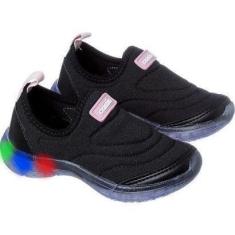 Imagem de Tênis Infantil Calce Fácil Feminino Escolar Rosa com Led Camin-Feminino