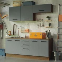 Imagem de Kit com 2 Balcões e 2 Armários Aéreos Multiuso 200cm Rustic/cinza Agata Madesa