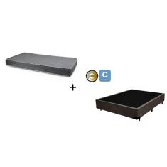 Imagem de Cama Box Viúva Sintético Marrom 128 com Colchão Boston Bello Box - 100% Espuma - D33 Cinza