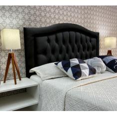 Imagem de Cabeceira Casal 140 Cama Box Sophia Provençal Preto Suede Painel Pared
