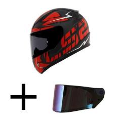 Imagem de Capacete LS2 FF353 Rapid Cromo Preto e Vermelho Fosco Mais Viseira Cam