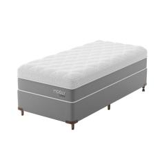 Imagem de Cama Box Solteiro com Colchão Sublime Mola Ensacada e Espuma Viscoelástica (32x78x188) Cinza e Branco