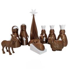 Imagem de Presépio Natalino Completo 3D | Enfeites De Natal - 10 Peças | Vieco 3D (Marrom e Branco)