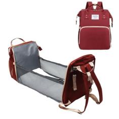 Imagem de Bolsa Maternidade Mochila Maternidade, Que vira Berço, com Trocador de Fraldas VERMELHA