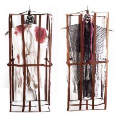 Imagem de Boneco Bruxa Esqueleto na Jaula Halloween com Som e Luz