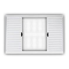 Imagem de Janela Veneziana Aço 4 Folhas com Grade Elo MGM Minas Sul 100cmx150cm Branco