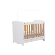 Imagem de Berço Ben Moveis Peroba Americano MDF mini cama, Branco Amêndoa