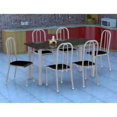 Imagem de Conjunto De Mesa Granada Com 6 Cadeiras Madri  Prata E  Liso Gr