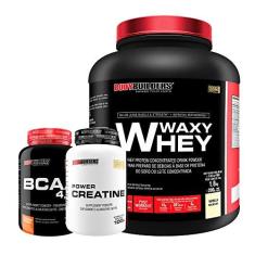 Imagem de Kit Waxy Whey 2kg + BCAA 4,5 100g + Power Creatina 100g – Bodybuilders Sabor Baunilha